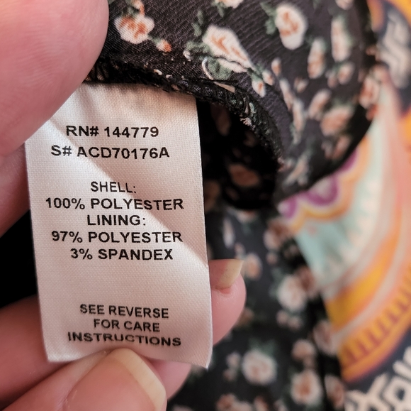 Black floral stretchy smocked ruffle dress M/L NWT - Picture 8 of 13